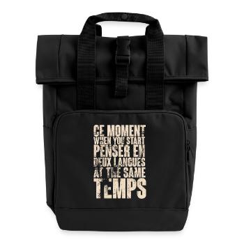 Inspiration durch zweisprachiges Denken - Rolltop Rucksack mit zwei Griffen - Schwarz - Vorne