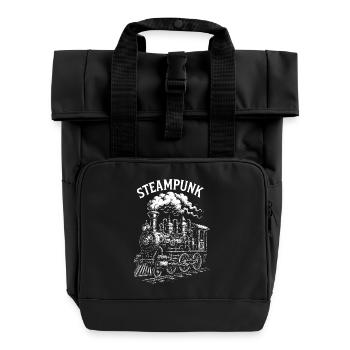 Steampunk-Dampflokomotive - Rolltop Rucksack mit zwei Griffen - Schwarz - Vorne