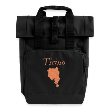 Ticino Karte im Rosé Ton - Rolltop Rucksack mit zwei Griffen - Schwarz - Vorne