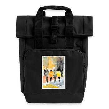 People Fashion - Roll Top Backpack with Two Handles - black - Front