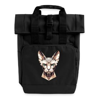 Sphynx Katze Sphynxkatze Canadian Cat Süße Sphinx - Rolltop Rucksack mit zwei Griffen - Schwarz - Vorne