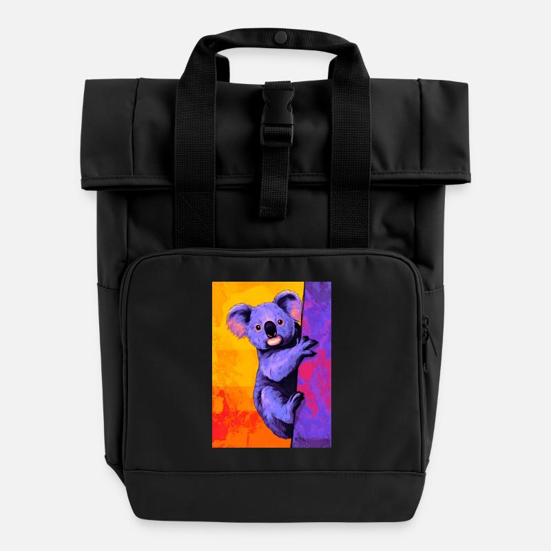 Koala - Roll Top Backpack with Two Handles - black