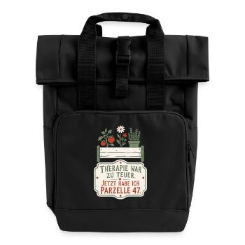 Parzelle 47 — Therapieersatz mit Unkraut - Rolltop Rucksack mit zwei Griffen - Schwarz - Vorne