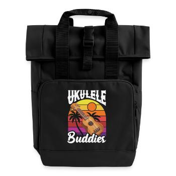 Retro Ukulele Buddies Vintage Hawaii Musiker - Rolltop Rucksack mit zwei Griffen - Schwarz - Vorne