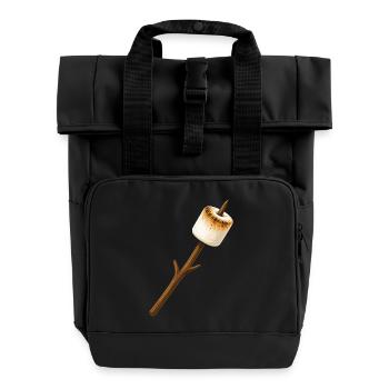 Gerösteter Marshmallow am Stock  - Rolltop Rucksack mit zwei Griffen - Schwarz - Vorne
