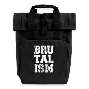 Brutalism Distressed and Bold typography T-Shirt - Roll Top Backpack with Two Handles - black - Front