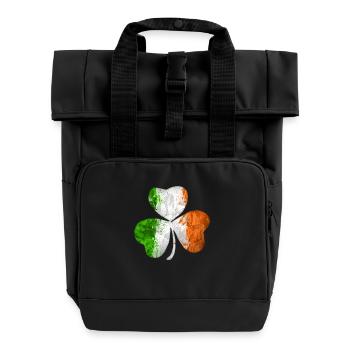 Irish Flag Clover Grunge - Roll Top Backpack with Two Handles - black - Front