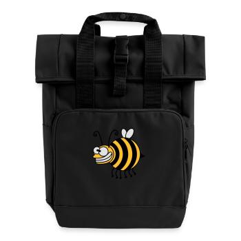 Funny thickness crazy bee - Roll Top Backpack with Two Handles - black - Front
