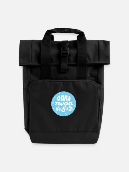 Oans zwoa gsuffa! - Rolltop Rucksack mit zwei Griffen - Schwarz