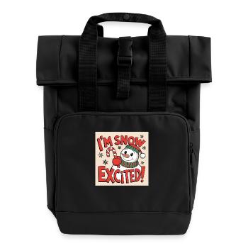 I'M SNOW EXCITED! - Roll Top Backpack with Two Handles - black - Front