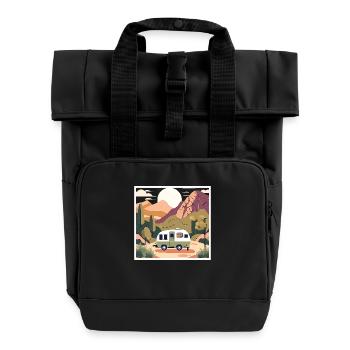 Rosa's Paradise - Rolltop Rucksack mit zwei Griffen - Schwarz - Vorne