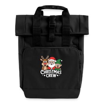 Reindeer Santa Elf Christmas Crew Funny - Roll Top Backpack with Two Handles - black - Front