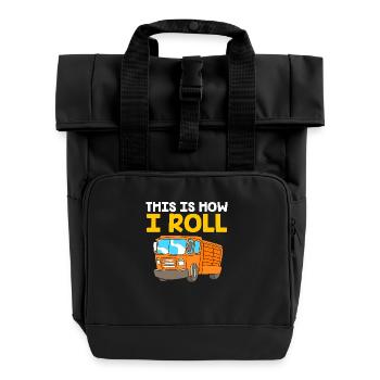 Baustelle Kindergeburtstag - Rolltop Rucksack mit zwei Griffen - Schwarz - Vorne