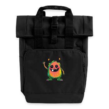 Bunte Monsterkunst - Niedlicher & verspielter Charakter - Rolltop Rucksack mit zwei Griffen - Schwarz - Vorne