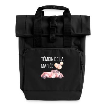 Bride's Witness - Wedding Car - Roll Top Backpack with Two Handles - black - Front