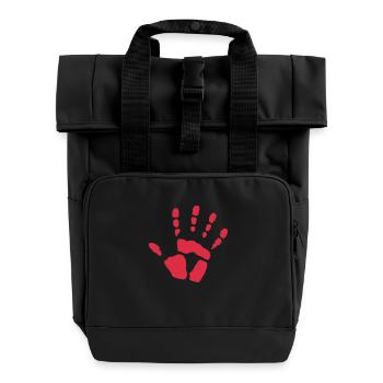Hand Print Handprint - Roll Top Backpack with Two Handles - black - Front