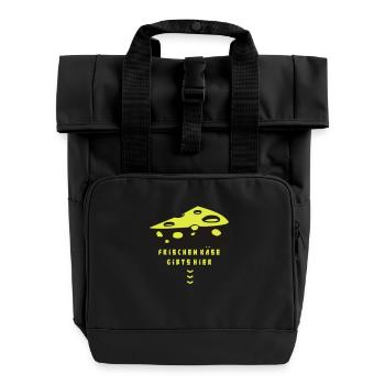 cheese3_2f - Roll Top Backpack with Two Handles - black - Front