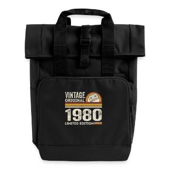 Vintage 1980 Cassette 1980 - 45e anniversaire 1980 - Sac à dos Roll Top à deux anses - noir - Devant
