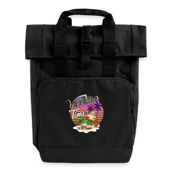 Casual Holiday Summer Motif - Roll Top Backpack with Two Handles - black - Front