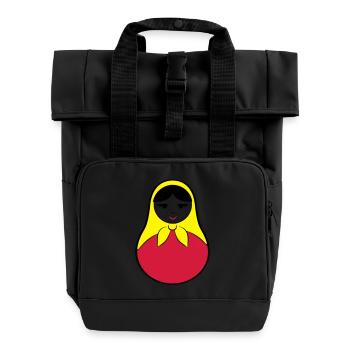 Matroschka / Babuschka - russische Puppe in Puppe - Rolltop Rucksack mit zwei Griffen - Schwarz - Vorne