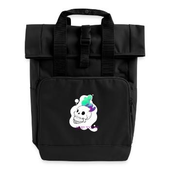 Skull Design streetwear collection Illustration - Roll Top Backpack with Two Handles - black - Front