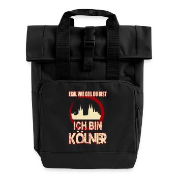 Geiler Kölner - Rolltop Rucksack mit zwei Griffen - Schwarz - Vorne