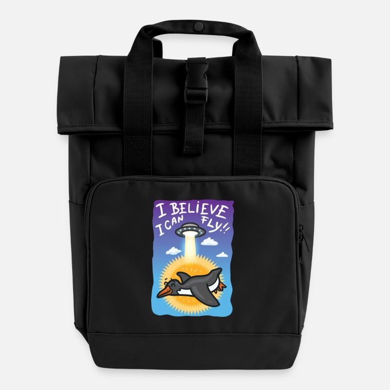 I believe I can fly.Pinguin fliegt. - Rolltop Rucksack mit zwei Griffen - Schwarz