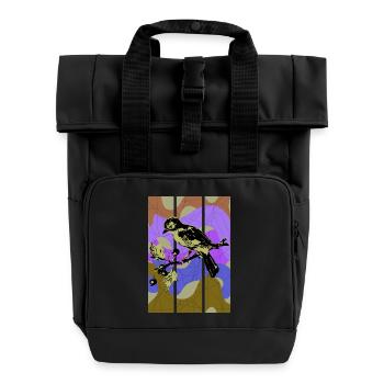 Vogelhäher - Rolltop Rucksack mit zwei Griffen - Schwarz - Vorne