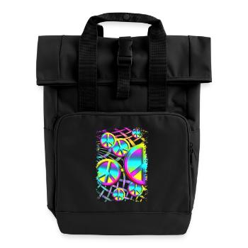 colourful PEACE web - Rolltop Rucksack mit zwei Griffen - Schwarz - Vorne