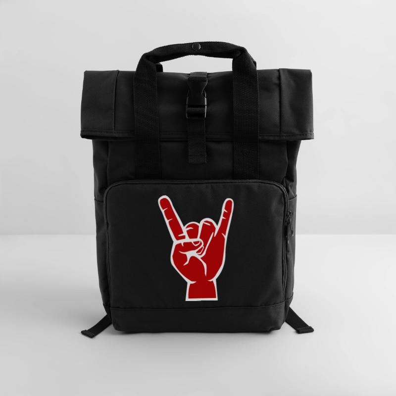Devil's hand, Devil Rock cool metal symbol Roll Top Backpack with Two Handles
