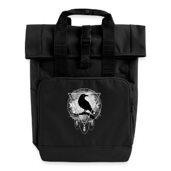 Raven Norse mythology Gothic - Roll Top Backpack with Two Handles - black - Front