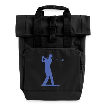 Golfspieler Silhouette - Abschlag Golf - Rolltop Rucksack mit zwei Griffen - Schwarz - Vorne