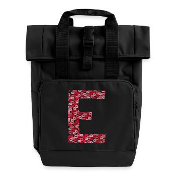 Lettre E - tshirt bisous - Sac à dos Roll Top à deux anses - noir - Devant