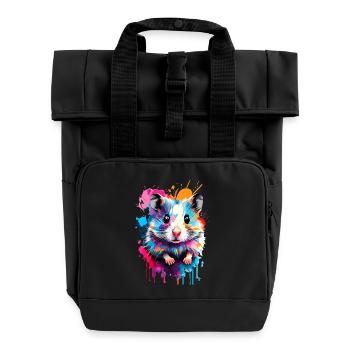 Hamsters colorés - Hamster européen, Hamster doré, Rongeur - Sac à dos Roll Top à deux anses - noir - Devant