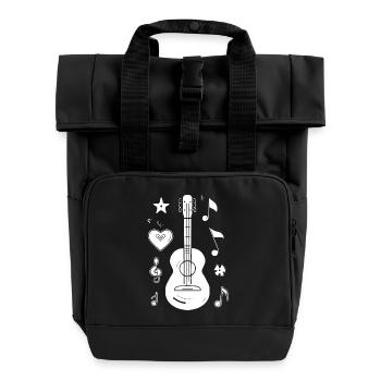 Ukulele Zeichnung - Rolltop Rucksack mit zwei Griffen - Schwarz - Vorne