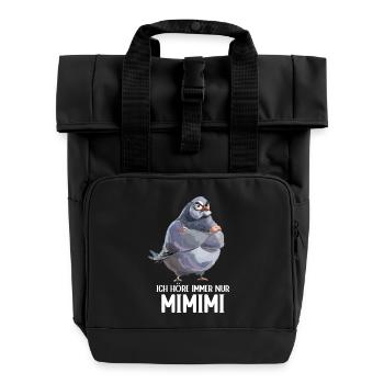 Pigeon Dove Bird Pigeon Fancier Mimimi - Roll Top Backpack with Two Handles - black - Front