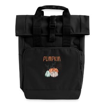 Herbstliche Kürbissaison - Rolltop Rucksack mit zwei Griffen - Schwarz - Vorne