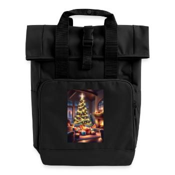 Gemütliches Weihnachtshaus - Rolltop Rucksack mit zwei Griffen - Schwarz - Vorne
