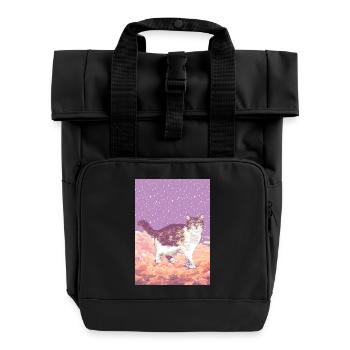 CLOUD CAT - Roll Top Backpack with Two Handles - black - Front
