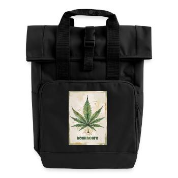 Cannabis Healthcare - Marijuana Leaf 1 - Roll Top Backpack with Two Handles - black - Front