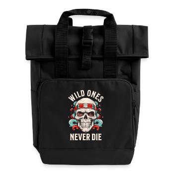 crâne crâne squelette moto motard gang - Sac à dos Roll Top à deux anses - noir - Devant