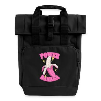 Kitschige Power Banane - Rolltop Rucksack mit zwei Griffen - Schwarz - Vorne