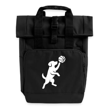 Minimalistische Silhouette Basketballspieler Wurf - Rolltop Rucksack mit zwei Griffen - Schwarz - Vorne