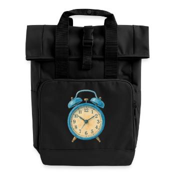 wecker uhr aquarell - Rolltop Rucksack mit zwei Griffen - Schwarz - Vorne