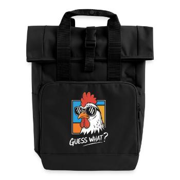 Lustiger Hahn mit Sonnenbrillen-Print - Rolltop Rucksack mit zwei Griffen - Schwarz - Vorne