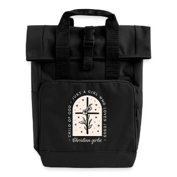 Christliches Mädchen lustig Jesus zitiert schwarzes Kreuz - Rolltop Rucksack mit zwei Griffen - Schwarz - Vorne