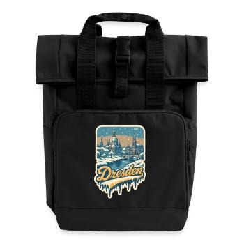 Dresde hivernale – Vieille ville sous la neige - Sac à dos Roll Top à deux anses - noir - Devant