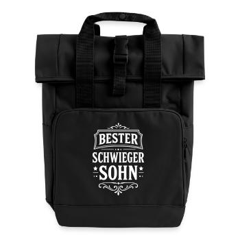 Bester Schwiegersohn Geschenk von Schwiegereltern - Rolltop Rucksack mit zwei Griffen - Schwarz - Vorne
