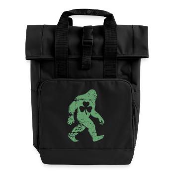 St. Patricks Day Bigfoot-Kleeblatt - Rolltop Rucksack mit zwei Griffen - Schwarz - Vorne