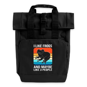 Tree Frog Frog - Roll Top Backpack with Two Handles - black - Front